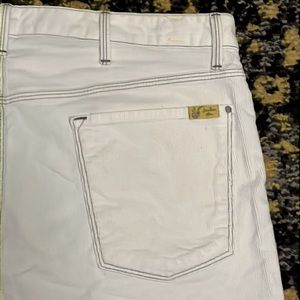 2000’s Jonathan Adler for 7 For All Mankind Jeans Slimmy White Corduroy Denim